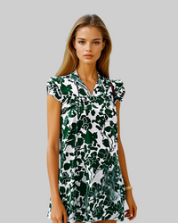Green and White Floral Mini Dress