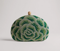 Green and White Crystal Flower Clutch