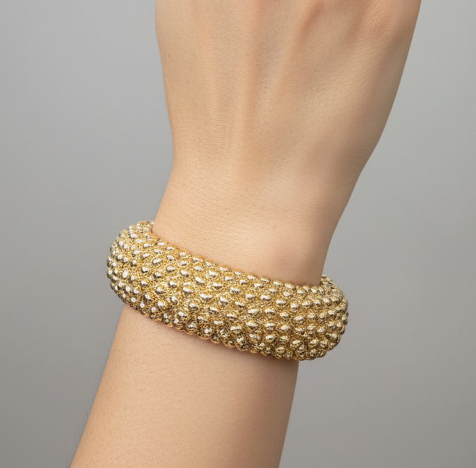 Gold Popcorn Cuff and Ring