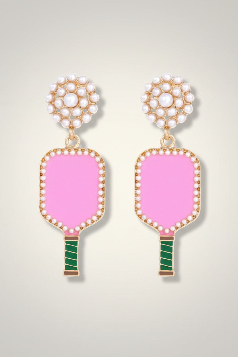 Pink Pickleball Earrings