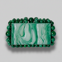 Green Bubble Trim Resin Clutch Purse