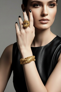 Gold Twist Cuff and Ring