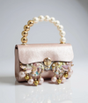 Pink Leather Pearl Embellished Purse