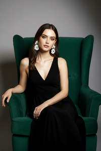 Black and White Flower Earrings