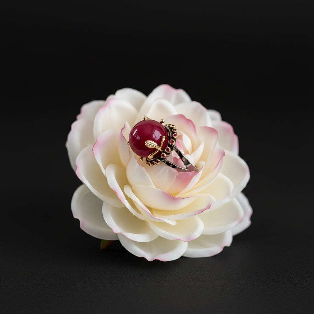 Sterling Silver Dragonfly Ball Ring