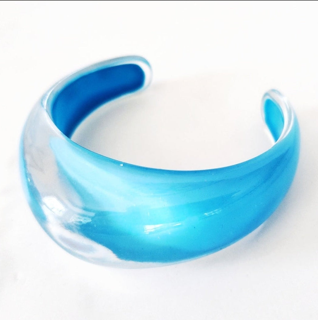 Aqua Blue Acrylic Resin Cuff Bracelet