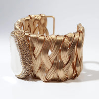 Natural Baroque Pearl Wicker Cuff