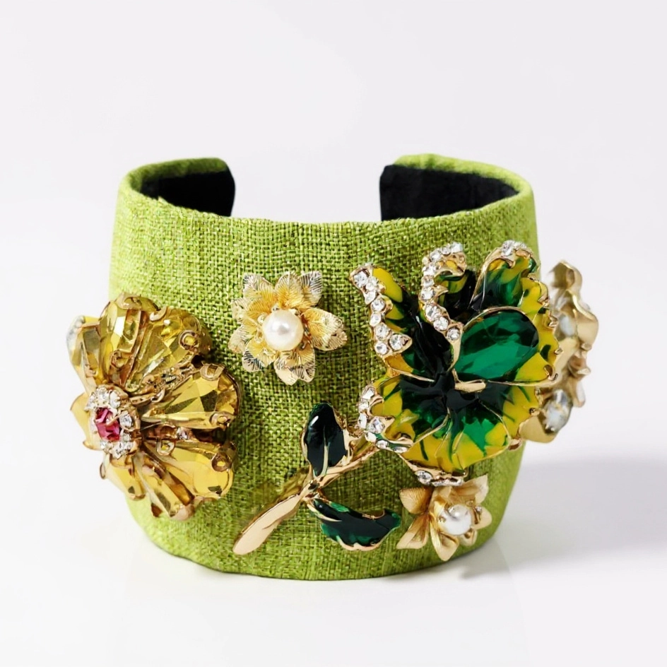 Light Green Flower Cuff Bracelet