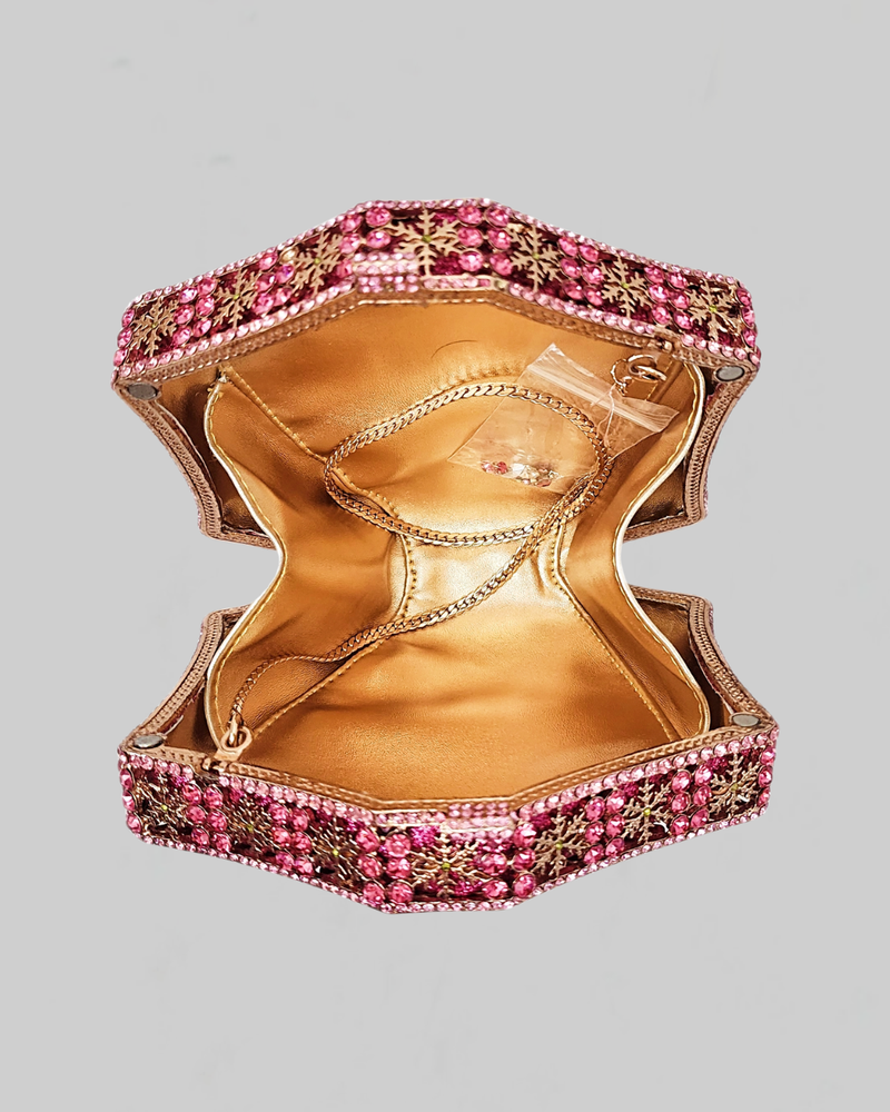 Pink Snowflake Crystal Clutch