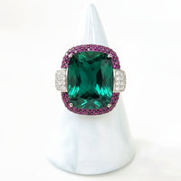 Sterling Silver Ruby and Emerald Ring
