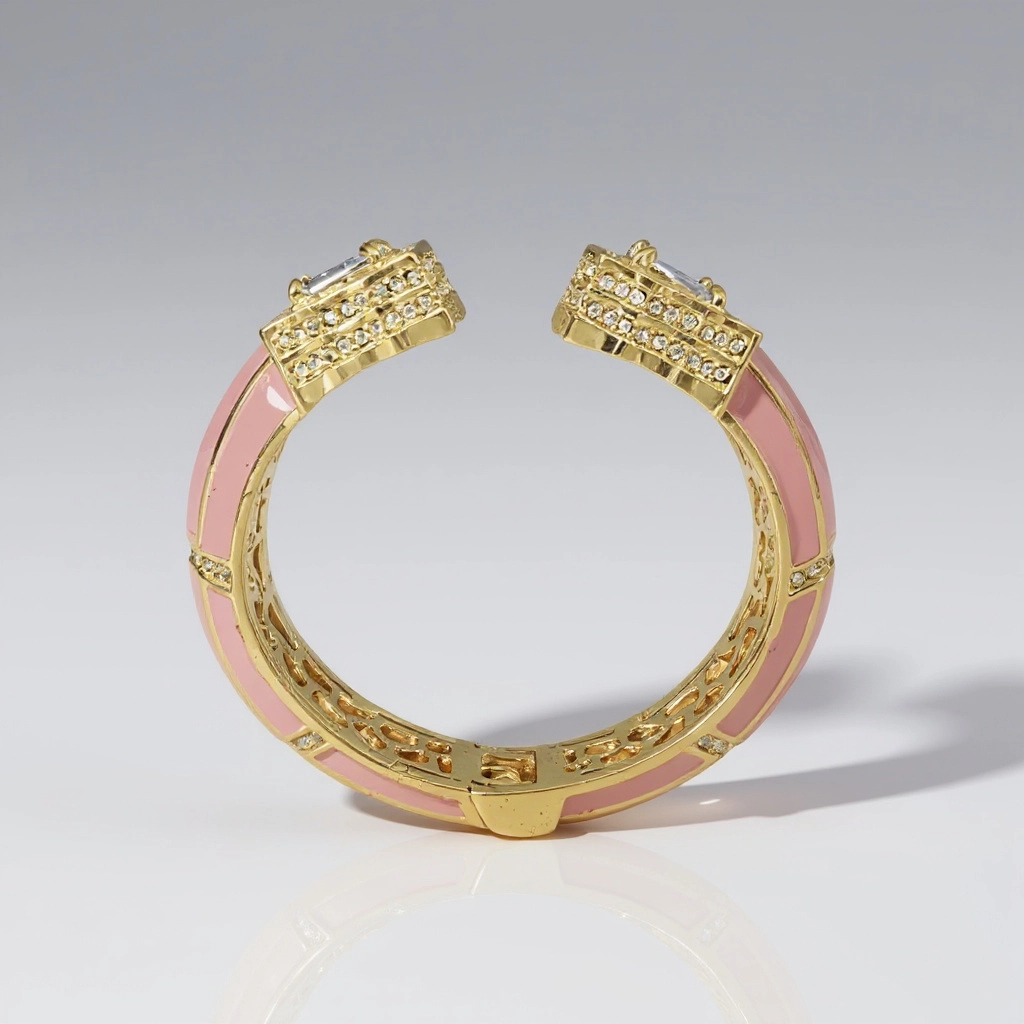 Pink Diamond Enamel Cuff Bracelet