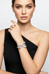 Sterling Silver Diamond Bow Bangle