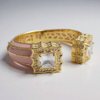 Pink Diamond Enamel Cuff Bracelet