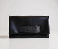 Black Leather Hand Strap Clutch