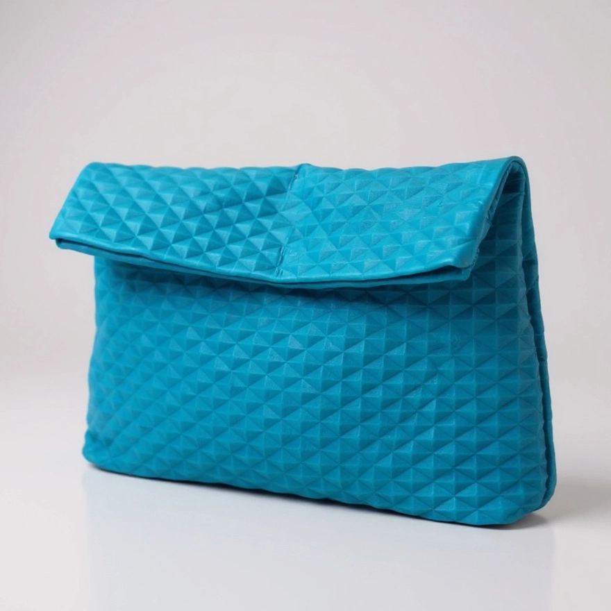 Teal Blue Leather Clutch