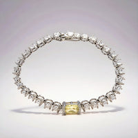 Sterling Silver Yellow and White Diamond Tennis Bracelet