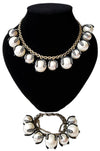 Black and White Embellished Ball Necklace and Bracelet