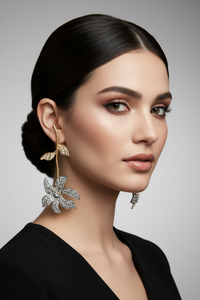 Silver and Gold Floral Drop Earrings