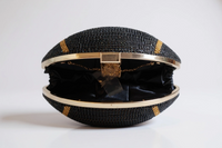 Black Crystal Football Clutch Purse
