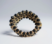 Black and Gold Beaded Stretch Bracelet