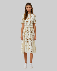 Cream Lace Midi Dress