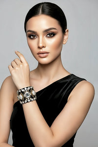Black Jeweled Cuff Bracelet