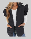 Black Ruffle Sleeve Puffer Vest