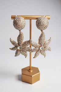 Gold Crystal Starfish Earrings