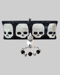 Crystal Skull Clutch Purse, Ring and Bracelet