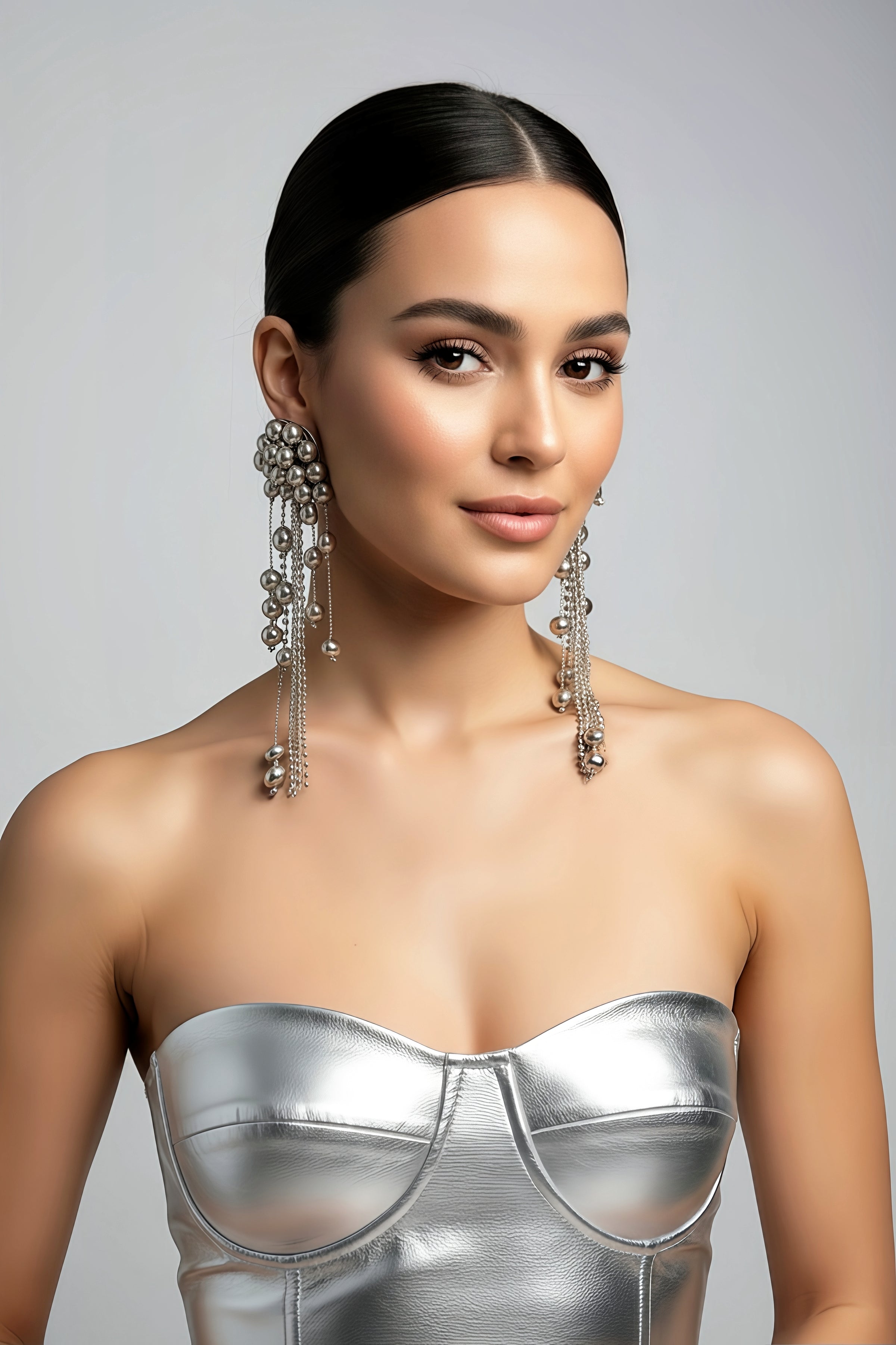 Silver Ball Dangle Earrings