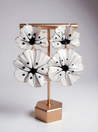 Black and White Flower Earrings