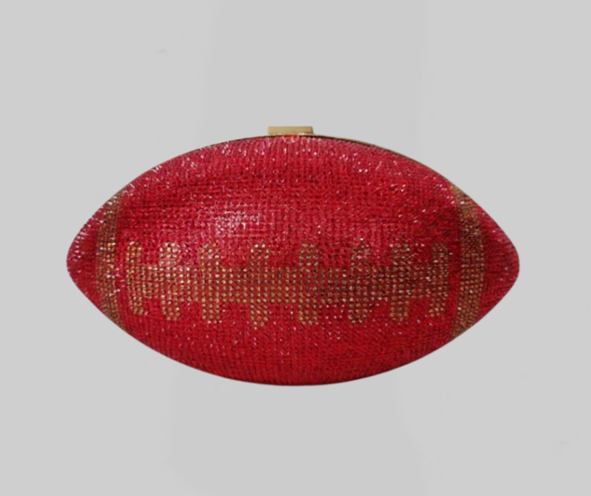 Red Crystal Football Clutch Purse