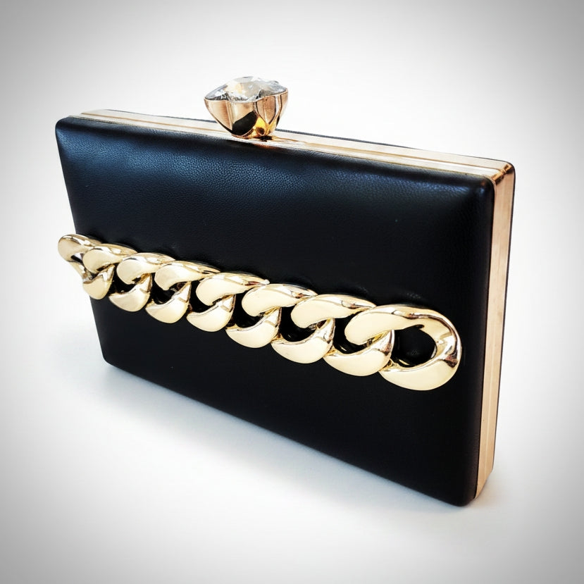 Black Gold Chained Clutch