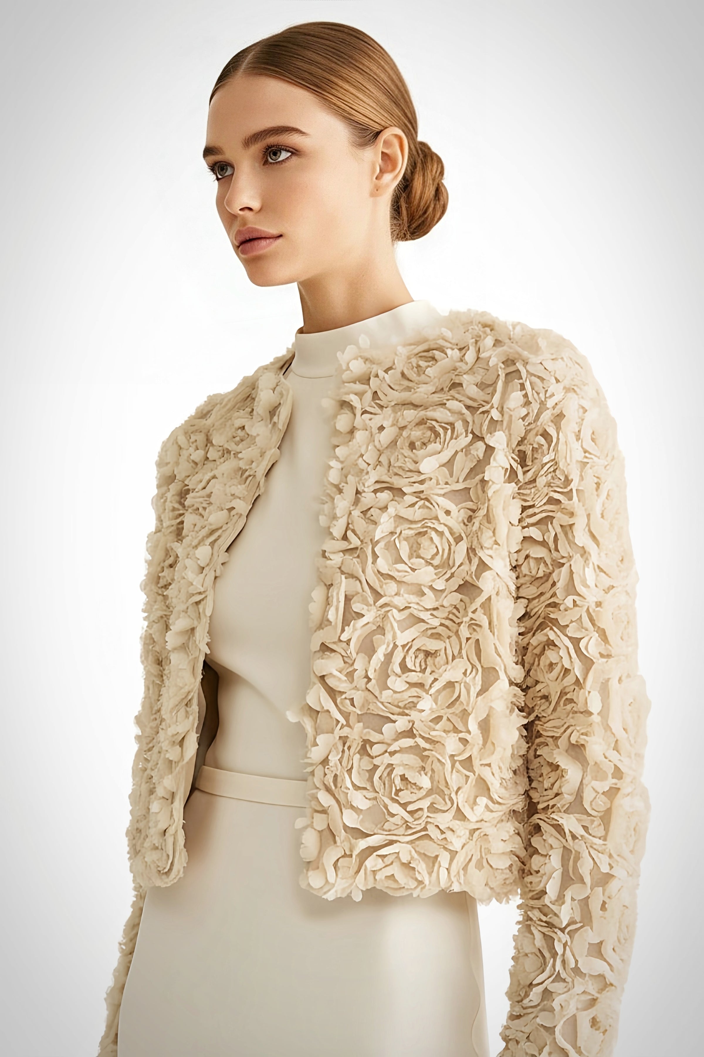Ivory 3D Flower Jacket