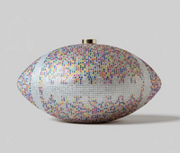 Multicolored Crystal Football Clutch Purse
