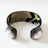 Black, Yellow, and Gray Snakeskin Pave Embellished Cuff