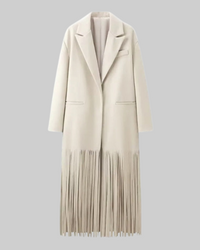 Beige Long Fringe Coat