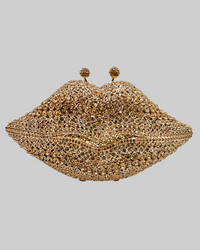 Gold Lips Crystal Clutch