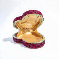 Hot Pink Heart Crystal Clutch