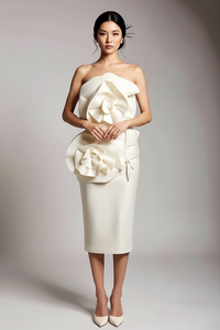Cream 3D Flower Dress