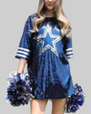 Dallas Cowboys Blue Sequin Oversized Shirt Dress
