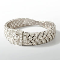 Sterling Silver Art Deco Geometric Diamond Bracelet