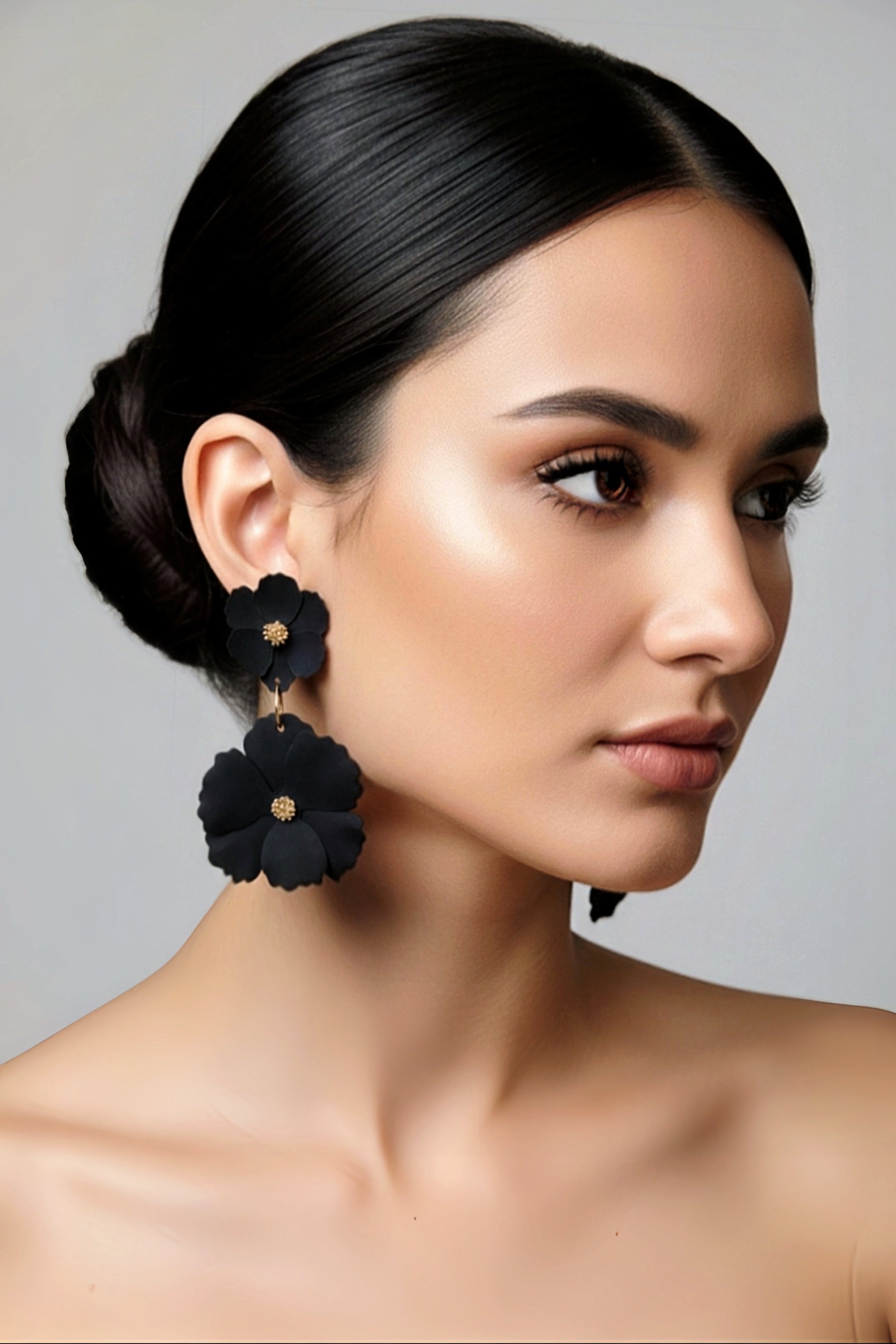 Black Flower Earrings