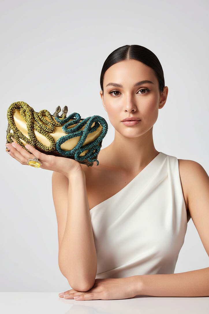 Snake Crystal Clutch and Sterling Silver Citrine Ring