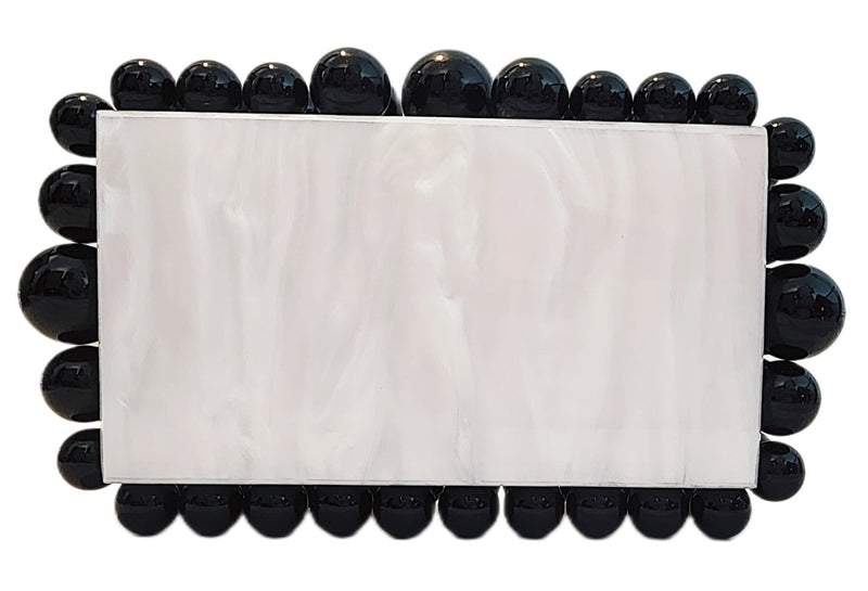 Black and White Bubble Trim Clutch