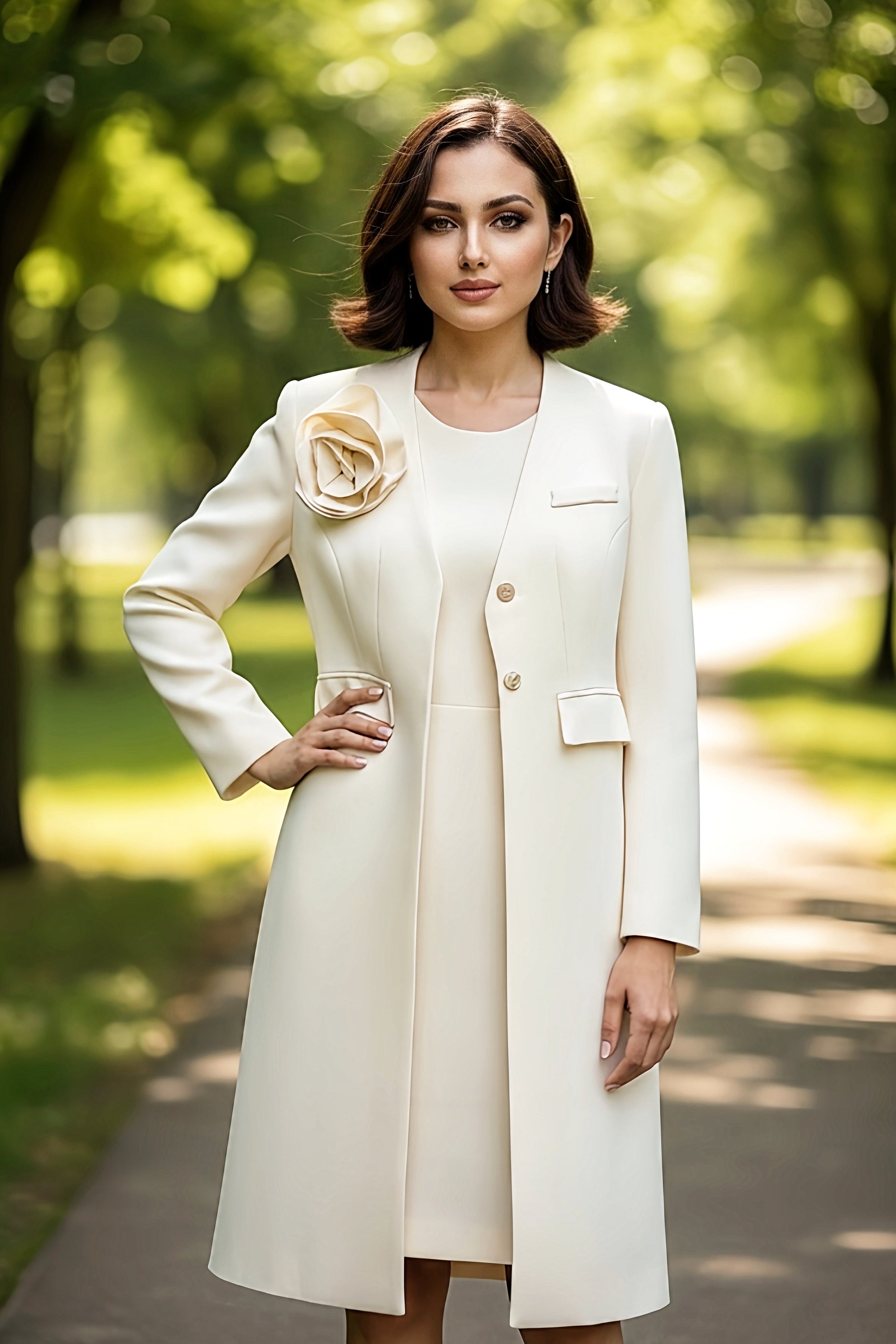 Ivory Satin Dress Coat