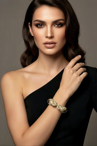 Gold Double Elephant Head Cuff Bracelet