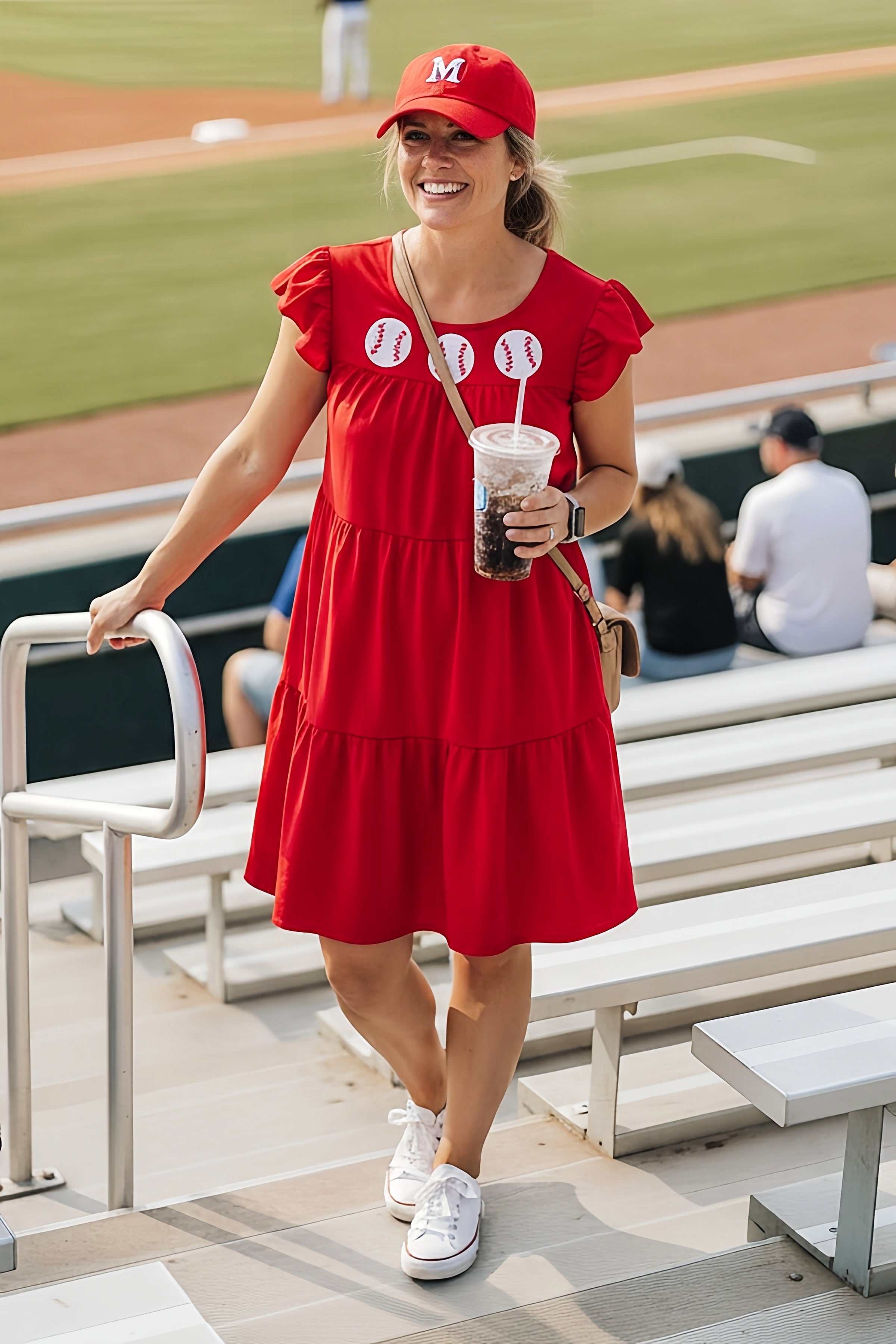 Red Triple Sequin Baseball Dress